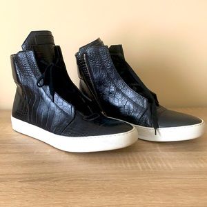 Helmut Lang Black Leather High Top Sneakers
